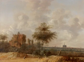 Paysage avec le château en ruine de Brederode et une vue lointaine de Haarlem, 1655